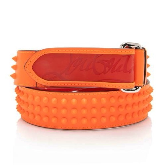 Christian Louboutin Accessories - AUTHENTIC BRAND NEW Christian LOUBI Louboutin Spike Belt Sunrise Orange Sz 90